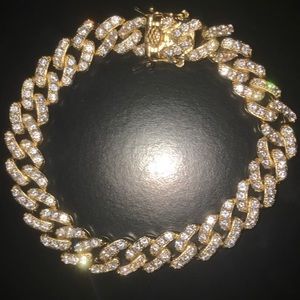 Iced Out 18k Gold Plated Cuban Link Bracelet